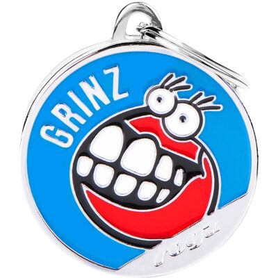 Rogz Blue Grinz Hunde-ID-Tag, Durchmesser 3cm (1 Stk) (Hund, Allgemein), Halsband + Leine Rogz Blue Grinz Hunde-ID-Tag, Durchmesser 3cm (1 Stk) (Hund, Allgemein), Halsband + Leine