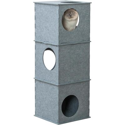 Jack and Vanilla Trixie Kattenhuis Toren Nele Vilt Grijs (105 cm, Grau), Katzenbaum Jack and Vanilla Trixie Kattenhuis Toren Nele Vilt Grijs (105 cm, Grau), Katzenbaum