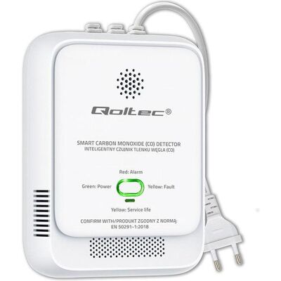 Qoltec, Gefahrenmelder, Certyfikowany Czujnik tlenku węgla (czadu) detektor CO alarm 85dB LED Qoltec, Gefahrenmelder, Certyfikowany Czujnik tlenku węgla (czadu) detektor CO alarm 85dB LED