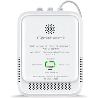 Qoltec, Gefahrenmelder, Czujnik wycieku gazu ziemnego detektor CH4 NG Tuya Wi-Fi alarm 85dB LED Qoltec, Gefahrenmelder, Czujnik wycieku gazu ziemnego detektor CH4 NG Tuya Wi-Fi alarm 85dB LED