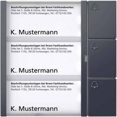 Siedle Nordic TM 612-3 AG - Tasten-Modul - Anthrazitgrau - Türsprechanlage Siedle Nordic TM 612-3 AG - Tasten-Modul - Anthrazitgrau - Türsprechanlage