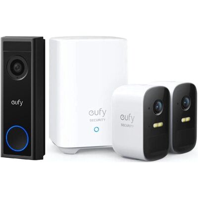 eufy, Klingel + Türsprechanlage, by Anker Video Deurbel + 2 x Cam 2C - Inclusief HomeBase 2 - Bundel (Ethernet, Kabellos, WLAN) eufy, Klingel + Türsprechanlage, by Anker Video Deurbel + 2 x Cam 2C - Inclusief HomeBase 2 - Bundel (Ethernet, Kabellos, WLAN)