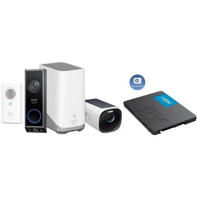 eufy, Klingel + Türsprechanlage, Video Doorbell E340 mit Chime + Homebase 3 S380 + Eufycam 3 + 240 GB SSD für 3 Jahre Speicher - (Kabelgebunden, Kabellos, WLAN) eufy, Klingel + Türsprechanlage, Video Doorbell E340 mit Chime + Homebase 3 S380 + Eufycam 3 + 240 GB SSD für 3 Jahre Speicher - (Kabelgebunden, Kabellos, WLAN)