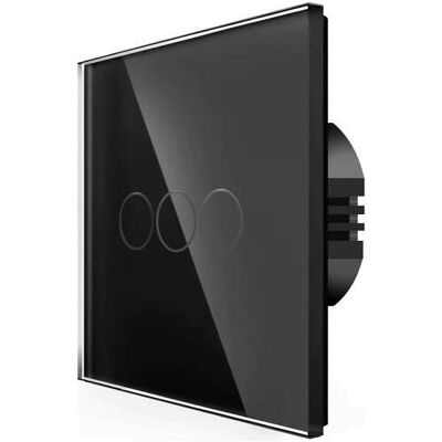 Spring, Lichtschalter + Storenschalter, Three Gang, One Way Touch Switch, Glass Black Spring, Lichtschalter + Storenschalter, Three Gang, One Way Touch Switch, Glass Black