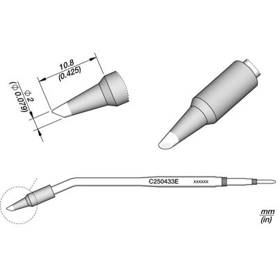 JBC Lötspitze Serie C250, Rundform, C250433E/Ø 2.0 mm, abgeschrägt (Lötspitze), Lötgerät Zubehör JBC Lötspitze Serie C250, Rundform, C250433E/Ø 2.0 mm, abgeschrägt (Lötspitze), Lötgerät Zubehör