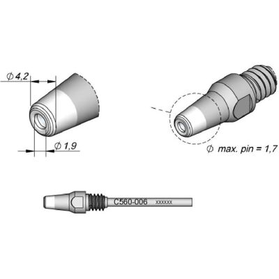 JBC Entlötspitze Serie C560, C560006/Ø 1,9 mm, 4,2 mm, Pincleaning (Entlötset), Lötgerät Zubehör JBC Entlötspitze Serie C560, C560006/Ø 1,9 mm, 4,2 mm, Pincleaning (Entlötset), Lötgerät Zubehör