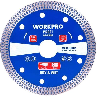 Workpro, Sägeblatt, Profi turbo ultra-thin mesh diamond blade, professional cutting ø115 x 20 mm Workpro, Sägeblatt, Profi turbo ultra-thin mesh diamond blade, professional cutting ø115 x 20 mm