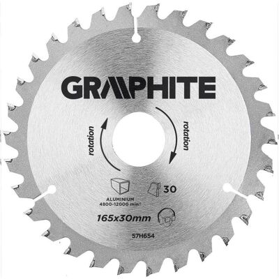 Graphite, Sägeblatt, Kreissägeblatt Graphit, 165x30 mm, 30 Zähne (57H654) Graphite, Sägeblatt, Kreissägeblatt Graphit, 165x30 mm, 30 Zähne (57H654)
