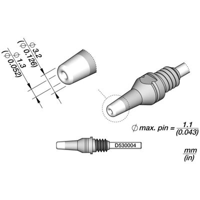 JBC Entlötspitze Serie D530, D530004/1.3 mm, 3.2 mm, Pincleaning, Lötgerät Zubehör JBC Entlötspitze Serie D530, D530004/1.3 mm, 3.2 mm, Pincleaning, Lötgerät Zubehör