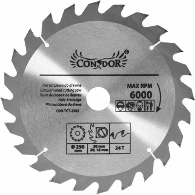 Condor, Sägeblatt, Widia-Kreissäge 250 x 30 24 Zähne (CON-TCT-25x24) Condor, Sägeblatt, Widia-Kreissäge 250 x 30 24 Zähne (CON-TCT-25x24)
