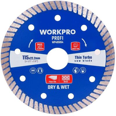 Workpro, Sägeblatt, Ultrathin turbo diamond blade, profi, ø115 x 10 x 22.2 mm Workpro, Sägeblatt, Ultrathin turbo diamond blade, profi, ø115 x 10 x 22.2 mm