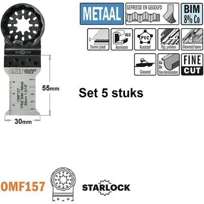 CMT, Sägeblatt, OMF157-X5 Multitool Sägeblatt mit Feinschnitt für Metall 30 mm 5 Stück CMT, Sägeblatt, OMF157-X5 Multitool Sägeblatt mit Feinschnitt für Metall 30 mm 5 Stück
