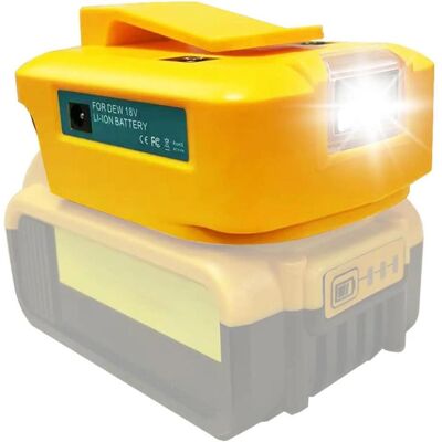 LKD, Werkzeugakku + Ladegerät, Powerbank Adapter für Dewalt 20V mit LED-Licht und USB-C (20 V) LKD, Werkzeugakku + Ladegerät, Powerbank Adapter für Dewalt 20V mit LED-Licht und USB-C (20 V)