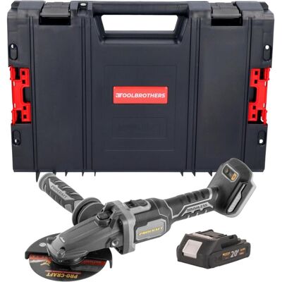 Procraft, Winkelschleifer, Industrial AG125Cbb Akku Flachkopf Winkelschleifer 20 V 125 mm Brushless + 1x Akku 2,0 Ah (125 mm) Procraft, Winkelschleifer, Industrial AG125Cbb Akku Flachkopf Winkelschleifer 20 V 125 mm Brushless + 1x Akku 2,0 Ah (125 mm)