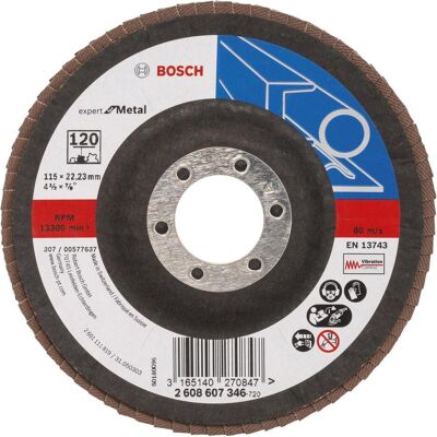 Bosch Professional Zubehör, Schleifmittel, Fächerschleifscheibe X551 Expert for Metal, gewinkelt, 115 mm, 120 (120) Bosch Professional Zubehör, Schleifmittel, Fächerschleifscheibe X551 Expert for Metal, gewinkelt, 115 mm, 120 (120)