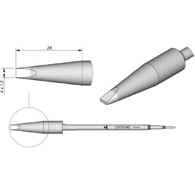JBC Lötspitze Serie C470, Meisselform, C470040/4,0 x 1,3 mm, gerade, Lötgerät Zubehör JBC Lötspitze Serie C470, Meisselform, C470040/4,0 x 1,3 mm, gerade, Lötgerät Zubehör