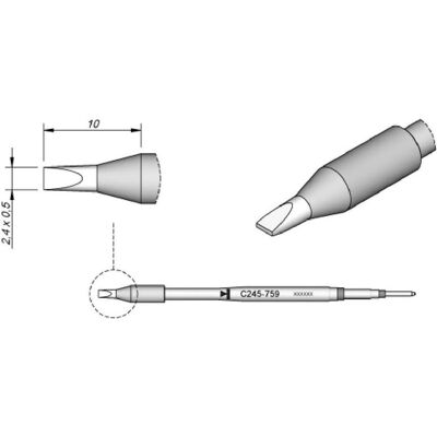 JBC Lötspitze Serie C245 Meisselform, C245759/2,4 x 0,5 mm, gerade, High Thermal, Lötgerät Zubehör JBC Lötspitze Serie C245 Meisselform, C245759/2,4 x 0,5 mm, gerade, High Thermal, Lötgerät Zubehör