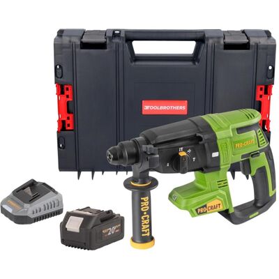 Procraft, Bohrmaschine + Akkuschrauber, PHA40bb Akku Bohrhammer 20 V 2,6 J SDS plus Brushless + 1x Akku 4,0 Ah + Ladegerät + RHINO (Bohrhammer) Procraft, Bohrmaschine + Akkuschrauber, PHA40bb Akku Bohrhammer 20 V 2,6 J SDS plus Brushless + 1x Akku 4,0 Ah + Ladegerät + RHINO (Bohrhammer)