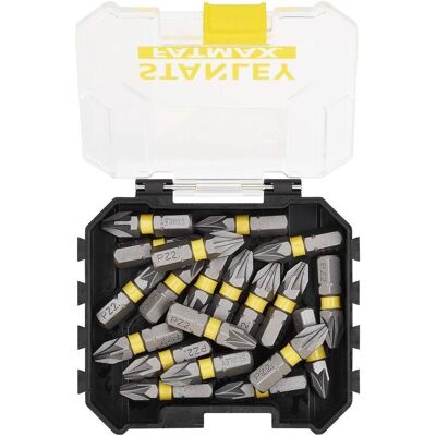 Stanley Bits, 20-tlg. Impact Schrauber-Bit-Set PZ2 / 25 mm / sortenrein Stanley Bits, 20-tlg. Impact Schrauber-Bit-Set PZ2 / 25 mm / sortenrein