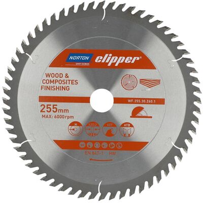 Norton 250mm Hartmetall Kreissägeblatt - Holz & Verbundstoffe Norton 250mm Hartmetall Kreissägeblatt - Holz & Verbundstoffe