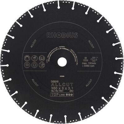 Rhodius, Sägeblatt, Diamanttrennscheibe DG210 ALLCUT Ø 350 x 3,0 x 3,1 x 25,40mm gerade Rhodius, Sägeblatt, Diamanttrennscheibe DG210 ALLCUT Ø 350 x 3,0 x 3,1 x 25,40mm gerade