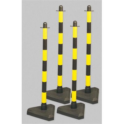 Brady, Absperrung, Sperrpfosten & Betonfuss (3,5 kg), Polyethylen, Schwarz & Gelb gestreift (4 Stück/Pack) Brady, Absperrung, Sperrpfosten & Betonfuss (3,5 kg), Polyethylen, Schwarz & Gelb gestreift (4 Stück/Pack)