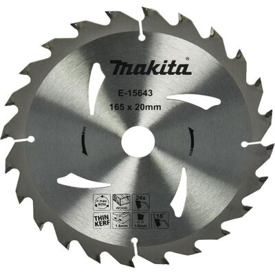 Makita, Sägeblatt, Zubehör E-15643 Kreissägeblatt Holz 165 x 20 x 1,6 mm T24 Makita, Sägeblatt, Zubehör E-15643 Kreissägeblatt Holz 165 x 20 x 1,6 mm T24