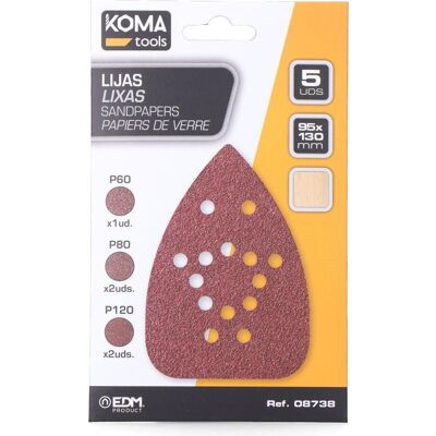 Koma Tools, Schleifmittel, Schleifpapier für Mausschleifer 08753, 5-teiliges Set Koma Tools, Schleifmittel, Schleifpapier für Mausschleifer 08753, 5-teiliges Set