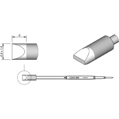 JBC Lötspitze Serie C245 Meisselform, C245866/6,6 x 1,8 mm, gerade, 20 mm länger, Lötgerät Zubehör JBC Lötspitze Serie C245 Meisselform, C245866/6,6 x 1,8 mm, gerade, 20 mm länger, Lötgerät Zubehör