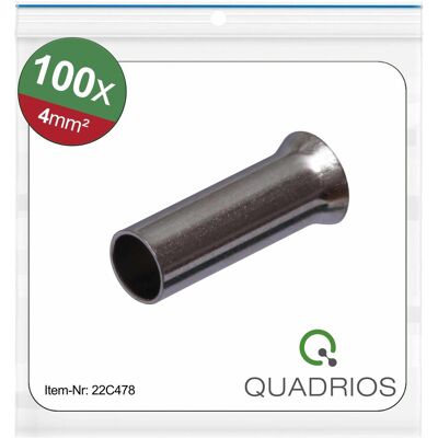 Quadrios, Kabelverbindung, 22C478 Aderendhülse 4 mm² Unisoliert 100 St. Quadrios, Kabelverbindung, 22C478 Aderendhülse 4 mm² Unisoliert 100 St.