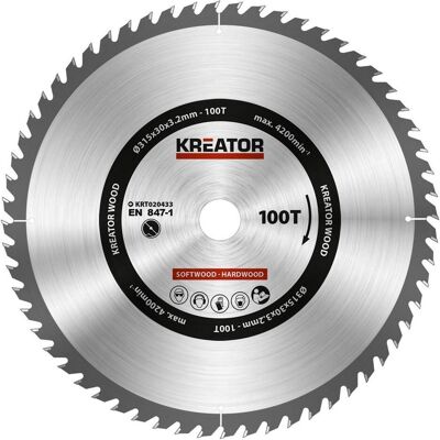Kreator, Sägeblatt, KRT020433 Zaagblad hout - 315mm100t (KRT020433) Kreator, Sägeblatt, KRT020433 Zaagblad hout - 315mm100t (KRT020433)
