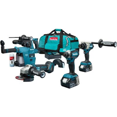 Makita, Elektrowerkzeug Set, DLX4194TX1 Kombiset 4 Maschinen 18V 2 x 5.0Ah Li-Ion und Ladegerät in Tasche Makita, Elektrowerkzeug Set, DLX4194TX1 Kombiset 4 Maschinen 18V 2 x 5.0Ah Li-Ion und Ladegerät in Tasche