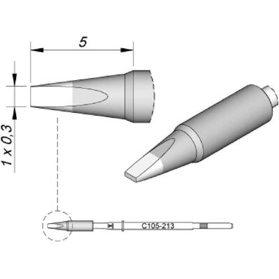JBC Lötspitze Serie C115, Meisselform, C115213/1,0 x 0,3 mm, gerade, High Thermal, Lötgerät Zubehör JBC Lötspitze Serie C115, Meisselform, C115213/1,0 x 0,3 mm, gerade, High Thermal, Lötgerät Zubehör