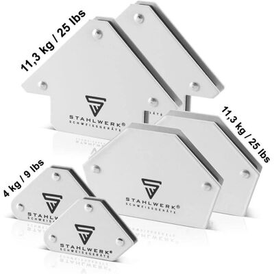 Stahlwerk, Schweissgerät Zubehör, 6 × Magnet-Schweisswinkel 30° x 45° x 60° x 75° x 90° x 135°, 2 x 4 kg Stahlwerk, Schweissgerät Zubehör, 6 × Magnet-Schweisswinkel 30° x 45° x 60° x 75° x 90° x 135°, 2 x 4 kg