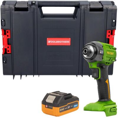 Procraft, Bohrmaschine + Akkuschrauber, PS22bb Akku Schlagschrauber 20 V 230 Nm 1/2" Brushless + 1x Akku 4,0 Ah + RHINO Toolcase - (Schlagschrauber) Procraft, Bohrmaschine + Akkuschrauber, PS22bb Akku Schlagschrauber 20 V 230 Nm 1/2" Brushless + 1x Akku 4,0 Ah + RHINO Toolcase - (Schlagschrauber)