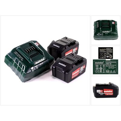 Metabo, Werkzeugakku + Ladegerät, Basis Set 2x Li-Power Akkupack 18 V 4,0 Ah CAS Li-Ion Akku ( 2x 625591000 ) + Ladegerät ASC 5 (18 V) Metabo, Werkzeugakku + Ladegerät, Basis Set 2x Li-Power Akkupack 18 V 4,0 Ah CAS Li-Ion Akku ( 2x 625591000 ) + Ladegerät ASC 5 (18 V)