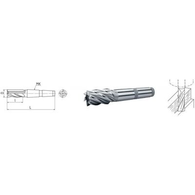 Elmag, Fräser, - HSS Co5-Schaftfräser mit Morsekegel DIN 845 Ø 40,0 mm, MK 4 kurz Elmag, Fräser, - HSS Co5-Schaftfräser mit Morsekegel DIN 845 Ø 40,0 mm, MK 4 kurz