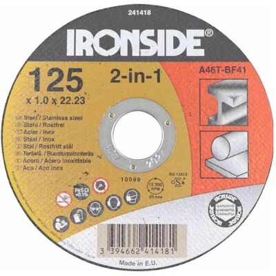 Ironside, Sägeblatt, Trennscheibe 125 x 1,0 x 22 mm für Stahl/Edelstahl, 1 Stück, 241418 Ironside, Sägeblatt, Trennscheibe 125 x 1,0 x 22 mm für Stahl/Edelstahl, 1 Stück, 241418