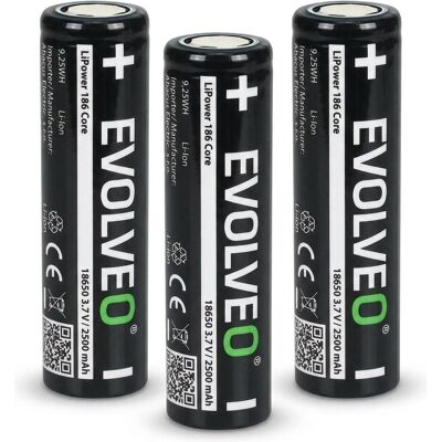 Evolveo LiPower 186 Core 2500, Li-ion baterie 18650 (3.7 V / 2500 mAh), 3ks (3 Stk., 18650, 2500 mAh), Batterien + Akkus Evolveo LiPower 186 Core 2500, Li-ion baterie 18650 (3.7 V / 2500 mAh), 3ks (3 Stk., 18650, 2500 mAh), Batterien + Akkus