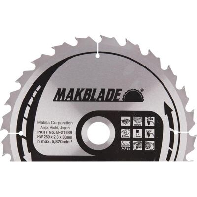 Makita, Sägeblatt, B-21989 TCT-Säge 260X2.3X30mm 20° T24 MAKBLADE Makita, Sägeblatt, B-21989 TCT-Säge 260X2.3X30mm 20° T24 MAKBLADE