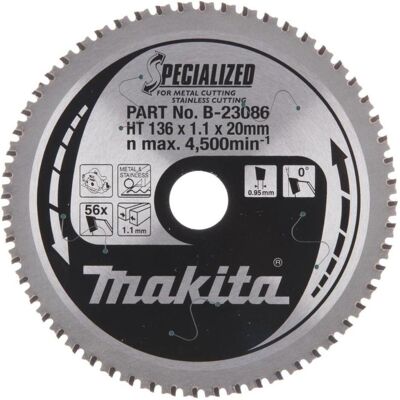 Makita, Sägeblatt, TCT Pjūklas SPECIALIZED 136X1.1X20mm 0° T56B-23086 Makita, Sägeblatt, TCT Pjūklas SPECIALIZED 136X1.1X20mm 0° T56B-23086