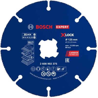 Bosch Professional Zubehör, Sägeblatt, EXPERT X-LOCK Carbide Multi Wheel Trennscheibe, 125x22,23 mm Bosch Professional Zubehör, Sägeblatt, EXPERT X-LOCK Carbide Multi Wheel Trennscheibe, 125x22,23 mm