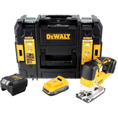 DeWalt, Stichsäge, DCS 334 E1T Akku Pendelhub Stichsäge 18 V Brushless + 1x Powerstack Akku 1,7 Ah + Ladegerät DeWalt, Stichsäge, DCS 334 E1T Akku Pendelhub Stichsäge 18 V Brushless + 1x Powerstack Akku 1,7 Ah + Ladegerät