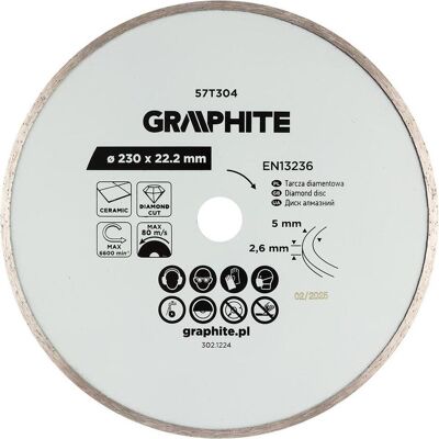 Graphite, Sägeblatt, Volldiamant-Trennscheibe, 230 x 22,2 mm, nass Graphite, Sägeblatt, Volldiamant-Trennscheibe, 230 x 22,2 mm, nass