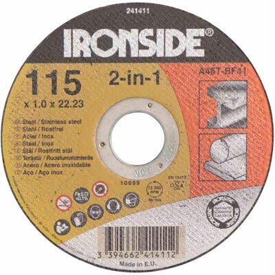 Ironside, Sägeblatt, Trennscheibe 115 x 1,0 x 22 mm für Stahl/Edelstahl, 1 Stück, 241411 Ironside, Sägeblatt, Trennscheibe 115 x 1,0 x 22 mm für Stahl/Edelstahl, 1 Stück, 241411