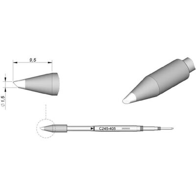 JBC Lötspitze Serie C245, Rundform, C245405/Ø 1,5 mm, abgeschrägt, High Thermal, Lötgerät Zubehör JBC Lötspitze Serie C245, Rundform, C245405/Ø 1,5 mm, abgeschrägt, High Thermal, Lötgerät Zubehör