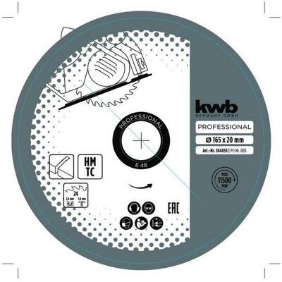 kwb, Sägeblatt, 584833 Kreissägeblatt 165 x 16mm 1St. kwb, Sägeblatt, 584833 Kreissägeblatt 165 x 16mm 1St.