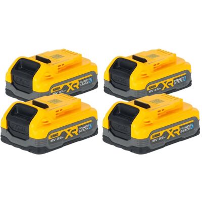 DeWalt, Werkzeugakku + Ladegerät, DCBP 318 S4 Akku Set mit 4x Powerstack Akku 18 V 3,5 Ah / 3500 mAh XR Li-Ion - mit DeWalt, Werkzeugakku + Ladegerät, DCBP 318 S4 Akku Set mit 4x Powerstack Akku 18 V 3,5 Ah / 3500 mAh XR Li-Ion - mit