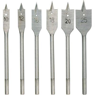 Toya, Bohrereinsatz, Holzbohrer-Satz 6-tlg. flach (10 - 25 mm, Ø1-10mm) Toya, Bohrereinsatz, Holzbohrer-Satz 6-tlg. flach (10 - 25 mm, Ø1-10mm)