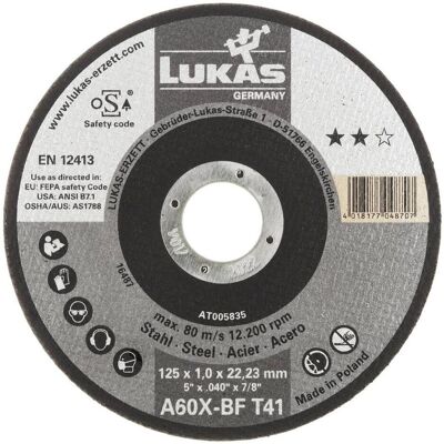 Lukas, Sägeblatt, LUKAS-ERZETT T41 125x1,6x22,23 A46X-BF AT013302V9802 Trennscheiben-Set 125 mm 50 Lukas, Sägeblatt, LUKAS-ERZETT T41 125x1,6x22,23 A46X-BF AT013302V9802 Trennscheiben-Set 125 mm 50
